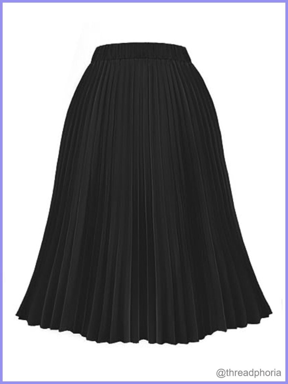 Plus Size Pleated Midi A-Line Skirt Polyester Spandex High Waist Flowy